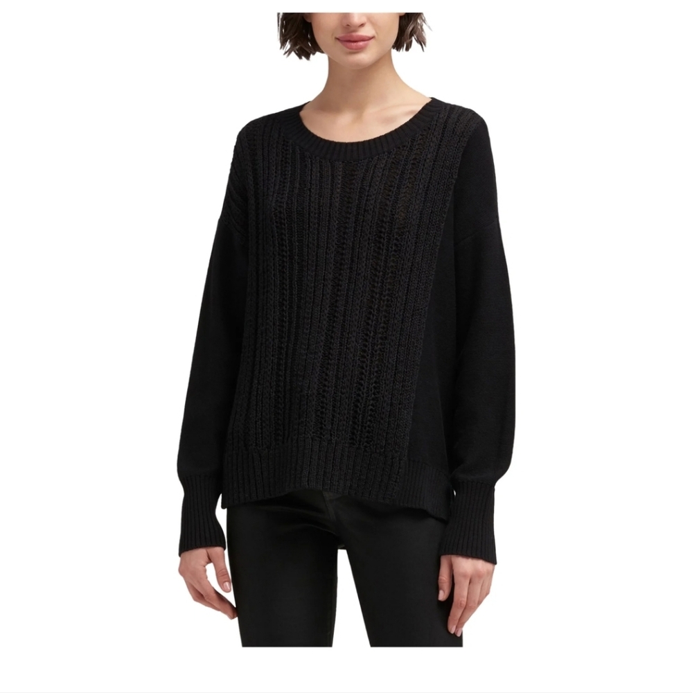 DKNY Donna Karan NY Haute Look Ribbed Knit Sweater Cashmere Blend LG BNWT $130